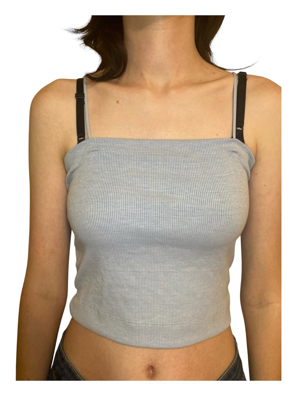 American Eagle Outfitters Light blue Ribbed Square-Neck Cropped Camisole size SM